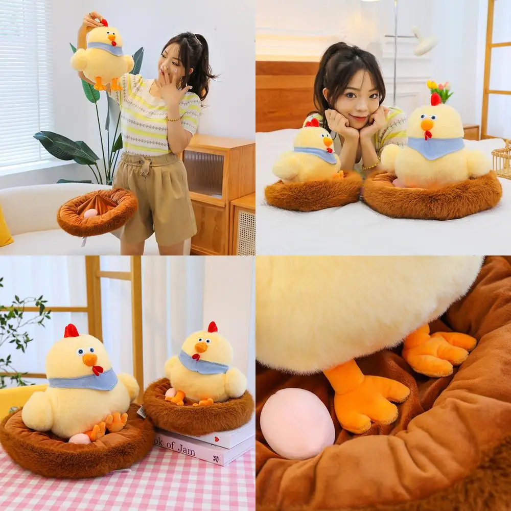 

Kawaii Plush Toy Chicken Cute Fluffy Stuffed Doll for Kids Birthday Gift Soft Cuddly Chick Pillow Decorative Doll Wholesale