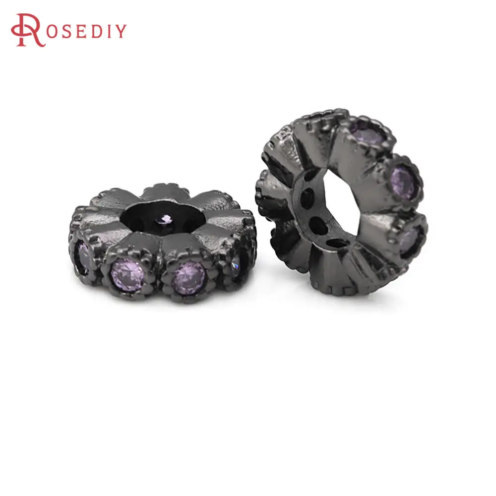 4MM 6MM 8MM 10MM 12MM Brass and Zircon Large Hole Beads Round Spacer Beads Bracelets Beads Jewelry Making Diy Accessories