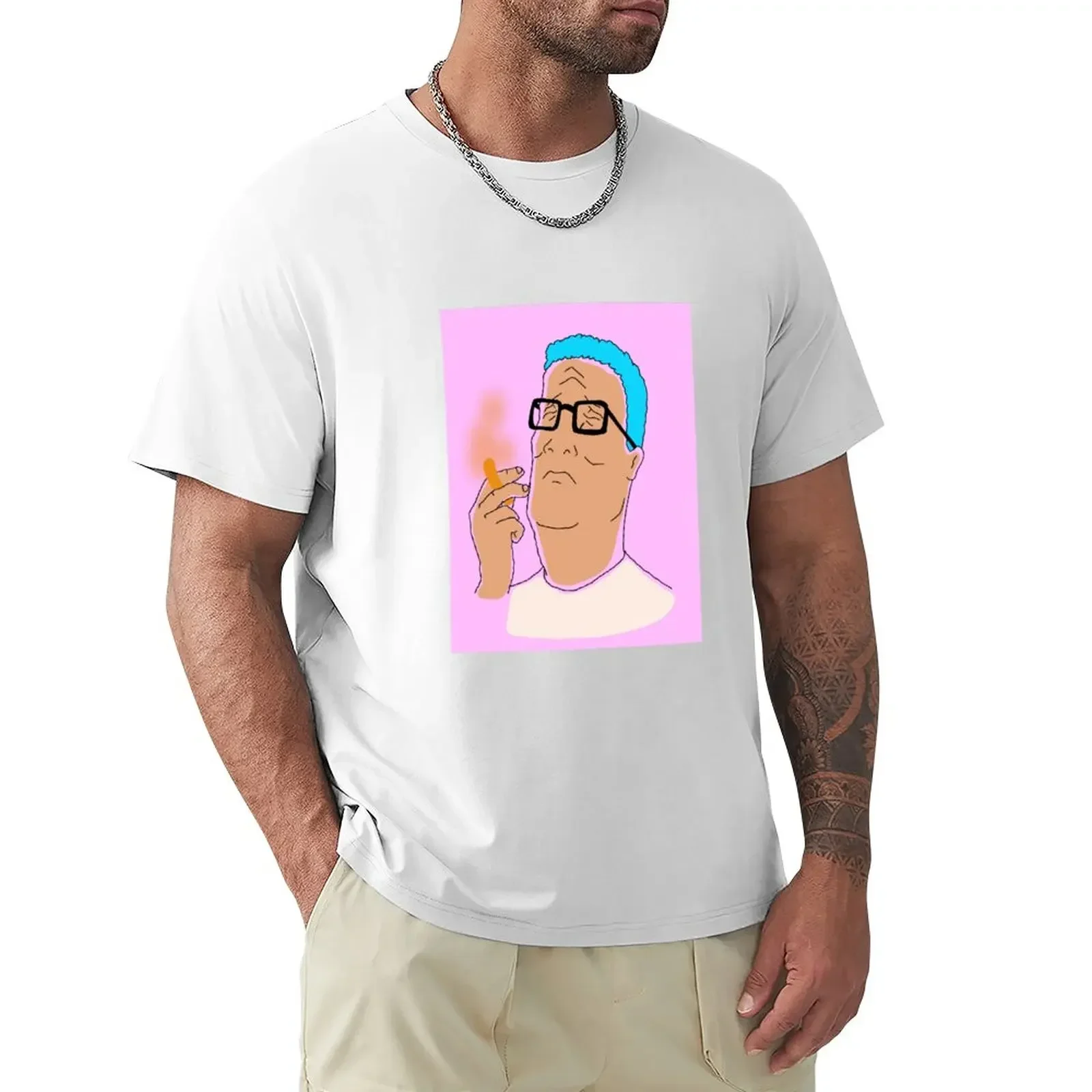 Hank Hill Smokin' a Cheeto Puff T-Shirt boys whites summer clothes t shirts for men cotton Over sized men clothing style topsman