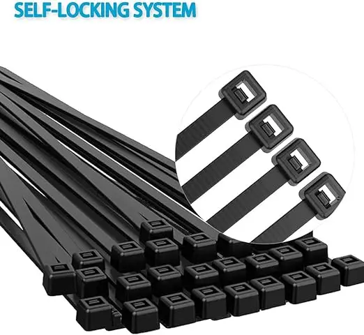 100 PCS Self-locking Cable Tie,Nylon Tie,Zip Ties White/Black Plastic Strong Snap High Temperature Resistant Twine Tie Wire