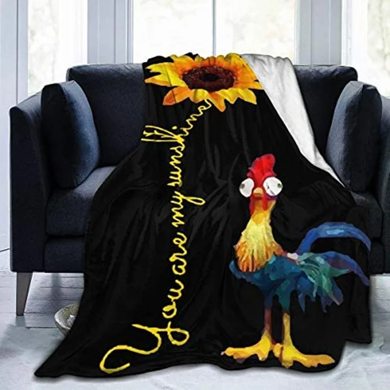 Chicken Flower You Are My Sunshine Flannel Blanket Washable Bed Couch Sofa Warm Throw Blanket Plush Office Beach Blanket