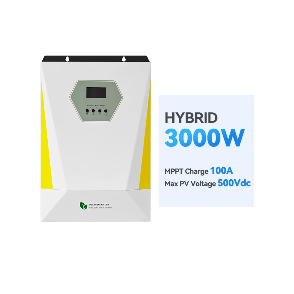 Pure Sine Wave 3000W Off Grid Solar Inverter 3KW 100A MPPT Charging 24V Battery BMS Hybrid Inverter