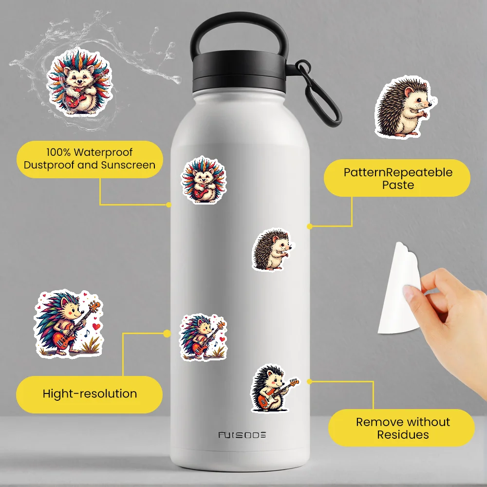 Colorful Decorativestickers Small-sized Hedgehogstickers Paper-made 50pcs Animalstickers for Scrapbooking Waterbottle Laptop