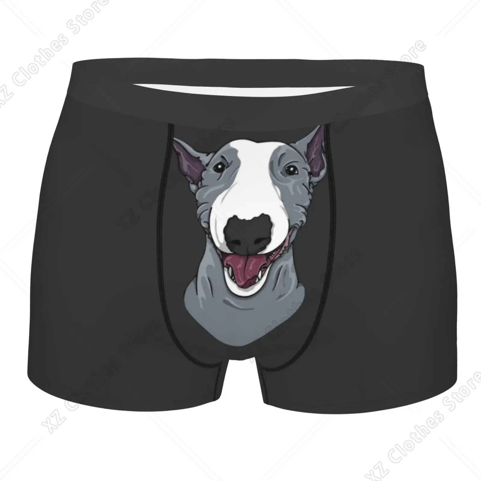 Cute English Bull Terrier Dog Pattern Underwear Men Breathbale Boxer Briefs Shorts Panties Soft Underpants for Homme