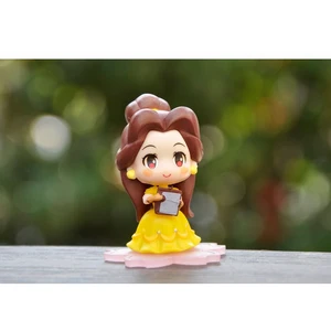 9 pcs/set kawaii q princesa 6cm rapunzel jazmín mulan ariel PVC Figurine Cake adornados juguetes para niños 6 mejores ventas Aurora Disney - №4