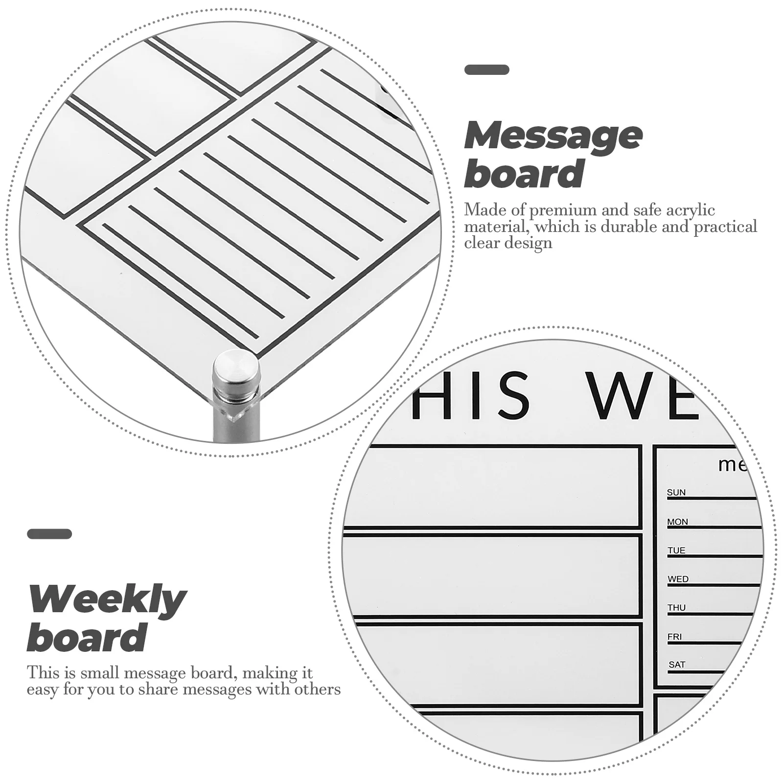 

Acrylic Weekly Memo Board Transparent Message Display Message Display Board for Home Office Reusable Clean Erasable