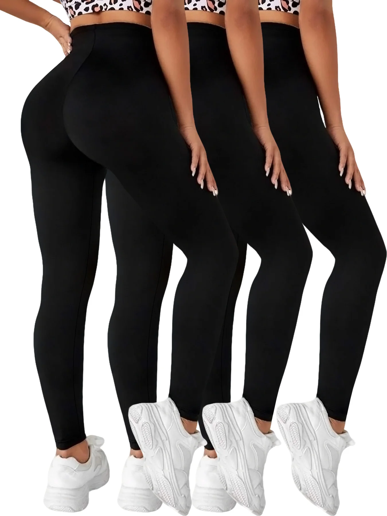 

3 Pack Women's Super Soft Leggings High Waisted Tummy Control No See Through Workout Yoga Running Athletic Push Up Gym Leggings
