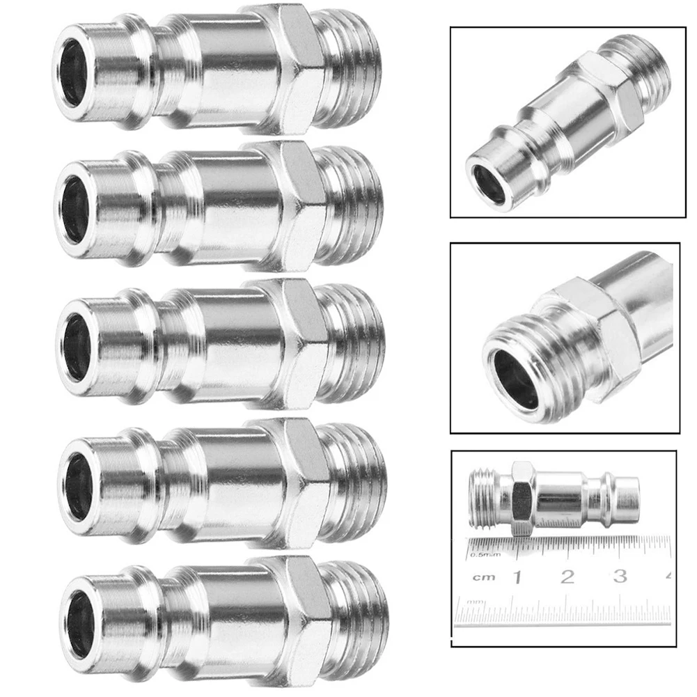 user friendly Euro Air Line Hose Fitting Connectors with Quick Release for 1/4 For BSP Male Thread (Pack of 5)