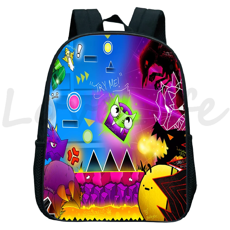 Angry Geometry Dash Backpack for Kids Kindergarten Bookbags Children Daily School Bags Cartoon Rucksack Boys Girls Mochila