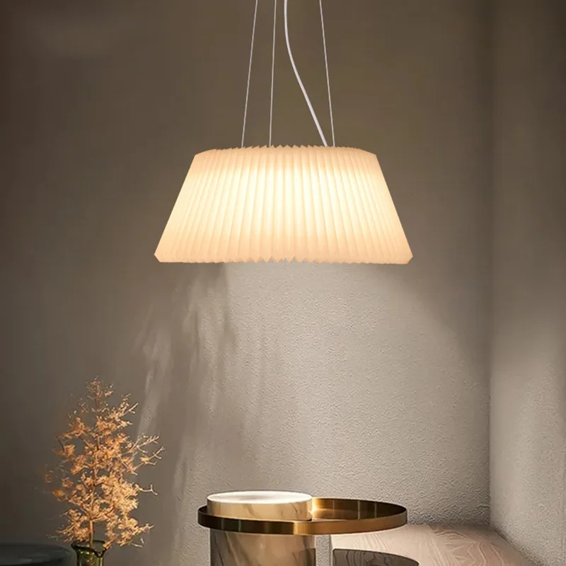 

Modern Minimalist Dining Room Pendant Light Single Head Minimalist Cream Style Bedroom Danish Designer Pleated Round Light