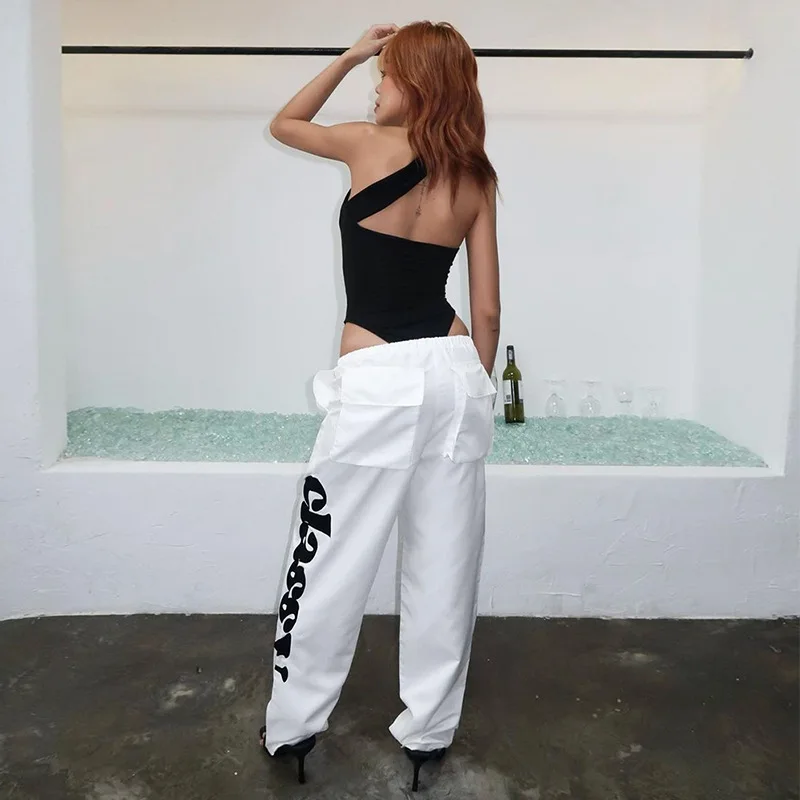 European and American hot girls 2024 summer new solid color oblique collar sexy hollow short belly-exposing women\'s jumpsuit