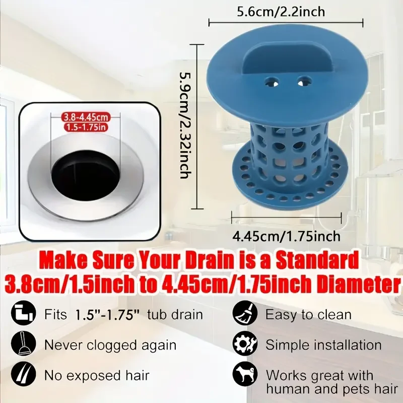 2pcs Sink Drain Hair Catcher, Sink Drain Strainers, Anti-Clog Sink Drain Filter, Shower Drain Protector, Bathroom Accessories