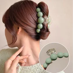 Korean Green Pearl Hair Clip Barrettes Fashion Large Curly Hair Claw Hair Clamp 2023 New Fashion Women Hair Accessories Headwear