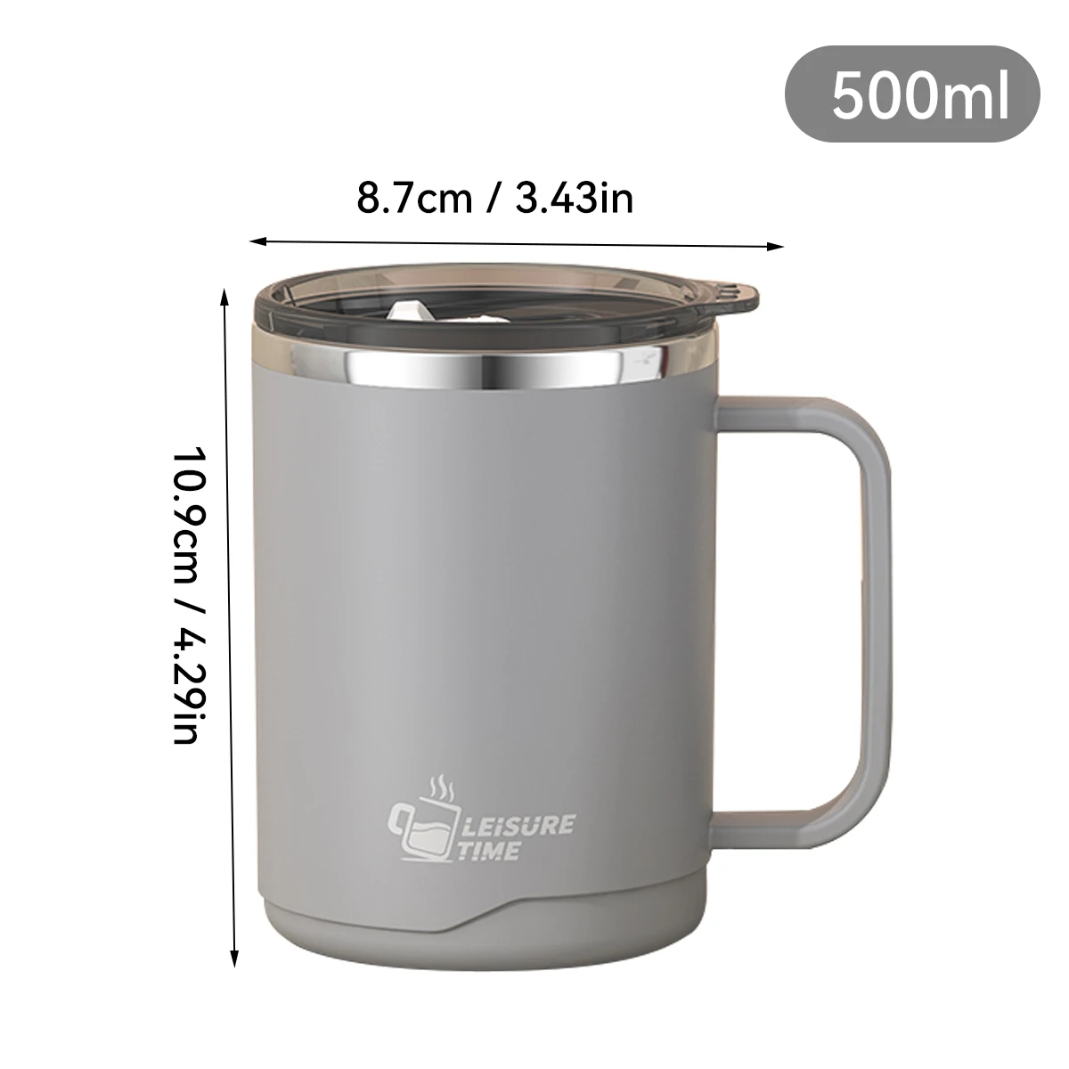 500 ml dubbellaagse mok 304 roestvrij staal geïsoleerde koffiekop met handvat draagbare verzegelde waterbeker drinkgerei voor student kind