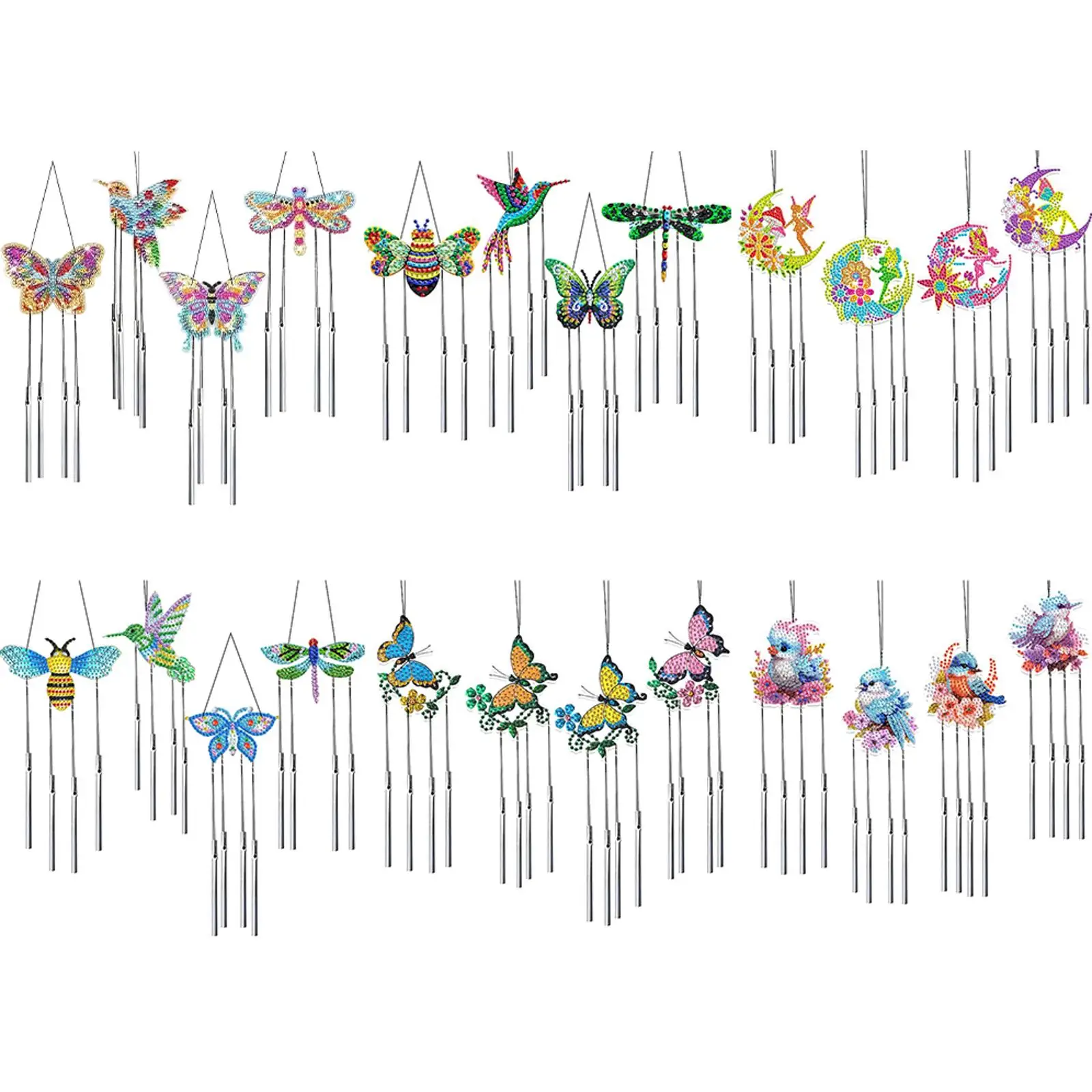 

Diamond Art Painting Wind Chime Acrylic Animal Fairy Flower Diamond Art Painting Wind Bell Hanging Sign Bedroom Decoration