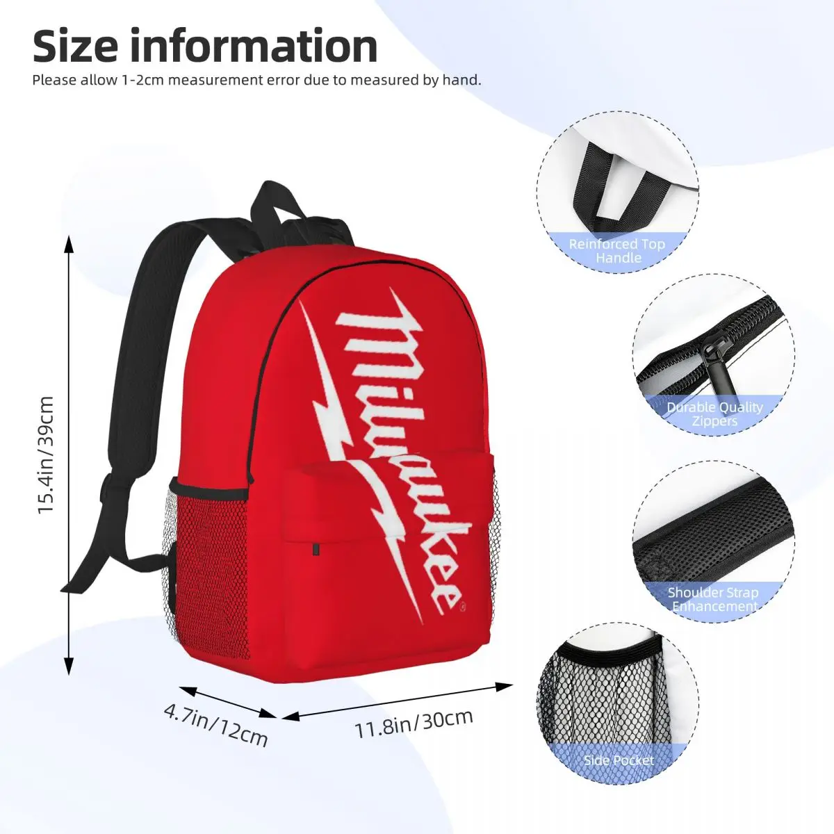 Popular w-milwaukeed logotipo mochila mochilas adolescente bookbag estudantes casuais sacos de escola mochila bolsa de ombro grande capacidade