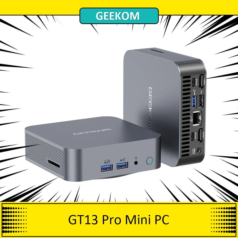 GEEKOM GT13 Pro Mini PC, Intel Core i7-13620H 10 Core Max 4.9GHz, 32GB RAM 1TB SSD, 2*USB 4 Type-C, WiFi 6E Bluetooth 5.2