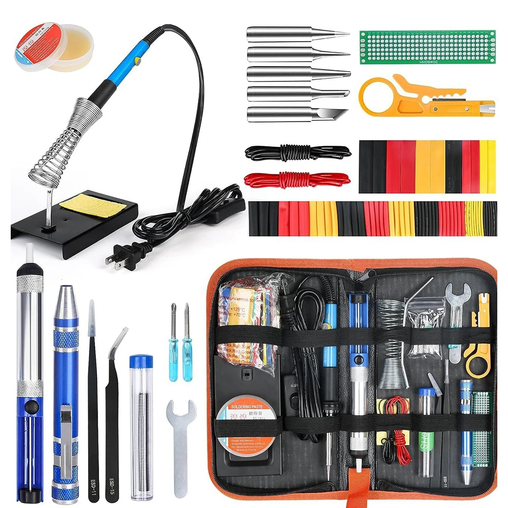 

60W Digital Display Adjustable Temperature Electric Soldering Iron 110V / 220V Solder Welding Tools Bag Multimeter Kit