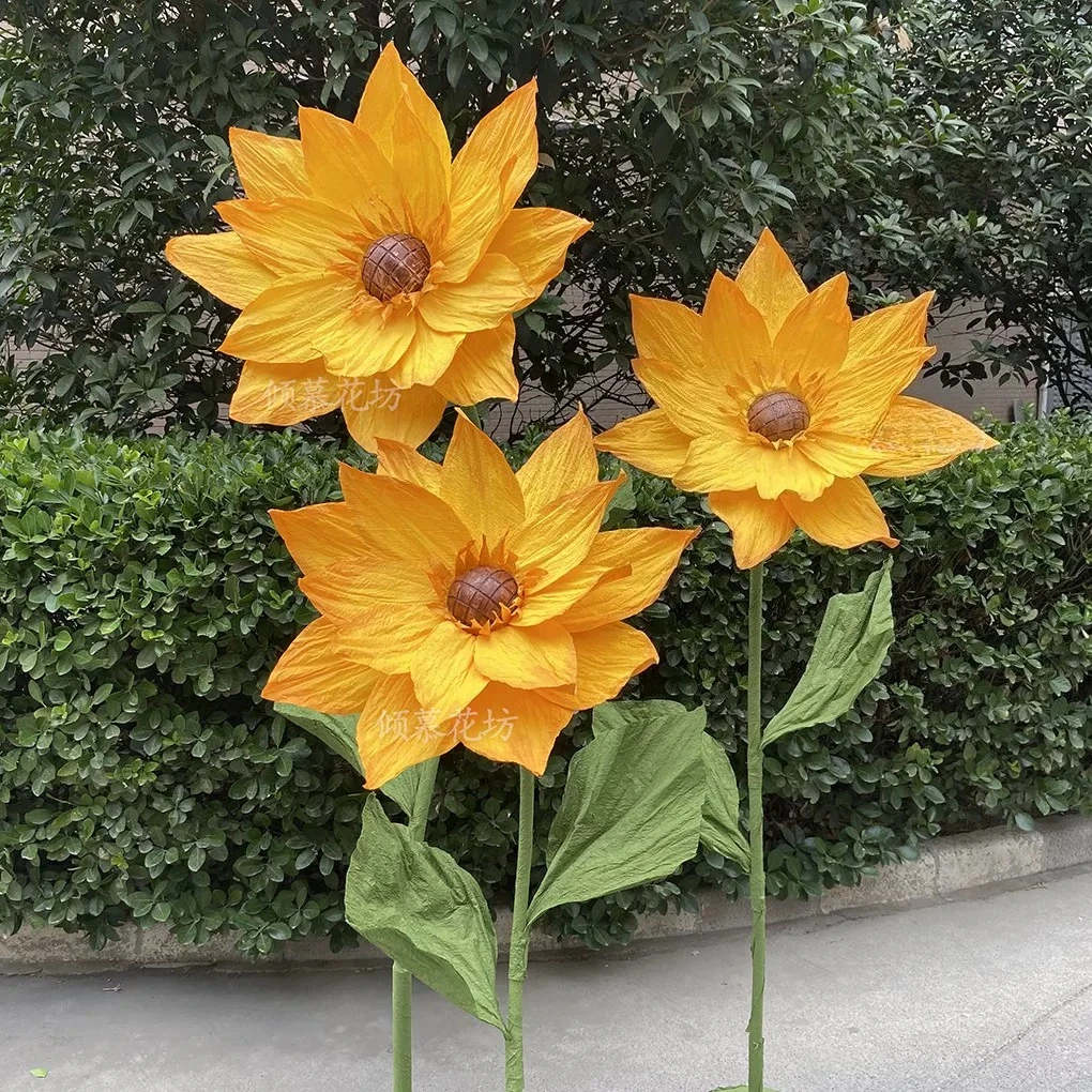 

Giant Artificial Paper Sunflowers Flowers Wedding Road Leads Floral Decor Paper Flowers Party Event Backdrop Decor Window Layout