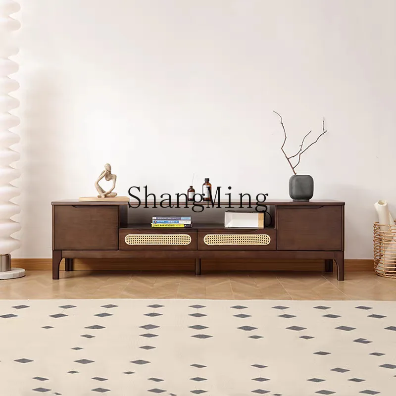 

SM rattan solid wood TV cabinet living room home floor cabinet modern simple small apartment storage cabinet