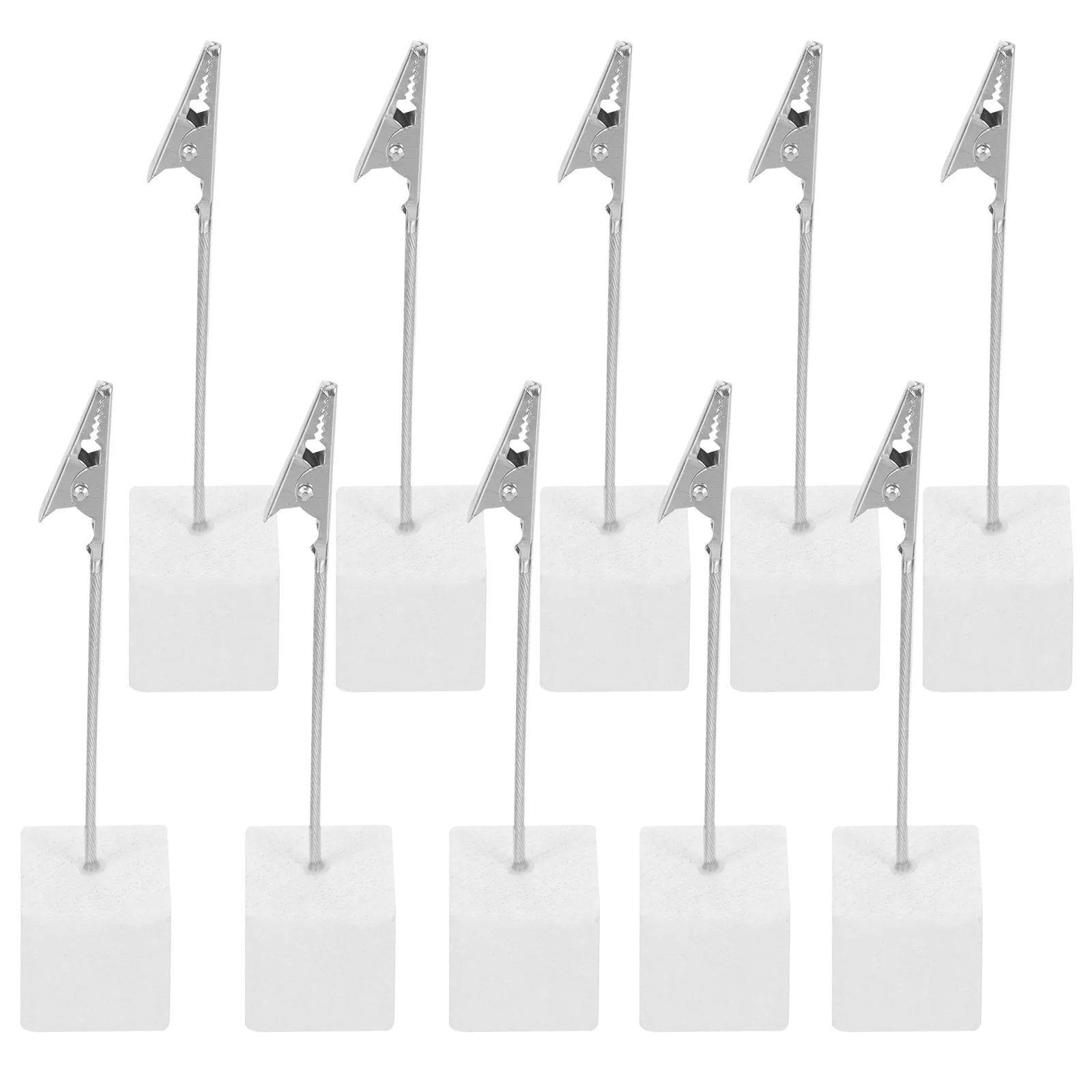 10pcs Cube Base Memo Picture Photo Holder Paper Note Clip for Home Office (silver) Memo holder Photo clip