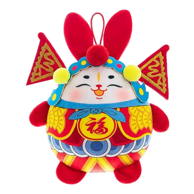 Kaninchen Maskottchen Puppe Plüsch Kaninchen Maskottchen für 2023 Neujahr Hase ausgestopfte Puppe Tierkreis Kaninchen Plüschtiere Kaninchen chinesischen Stil für