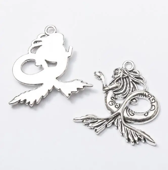 10pcs 27x27mm Alloy Charm Mermaid Pendant For Jewelry Making H1266