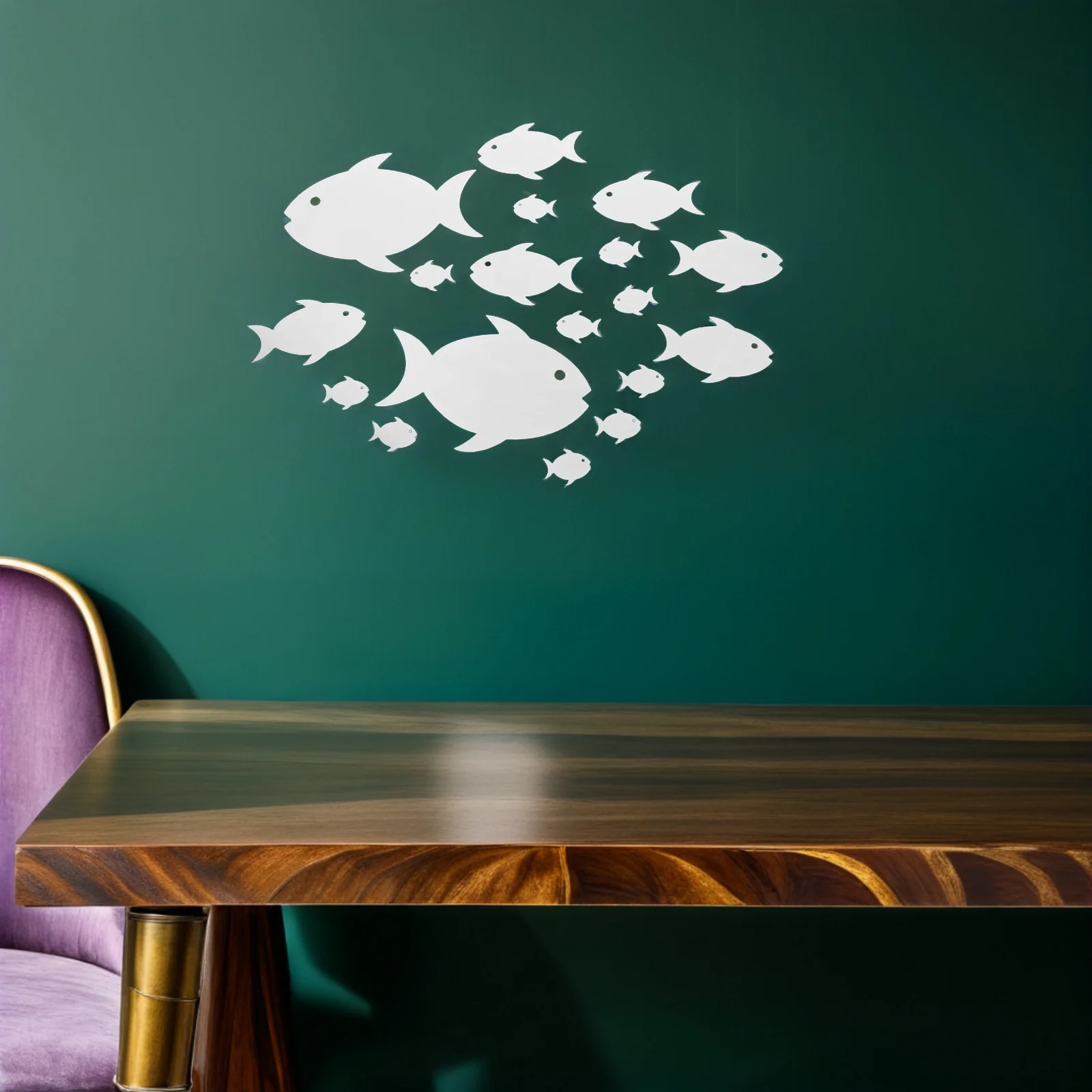 

2Sets Fish Shaped Acrylic Mirror Wall Decals Ocean Fish Mirror Stickers for Kids Room Bathroom Decorative Nautical Wall Art