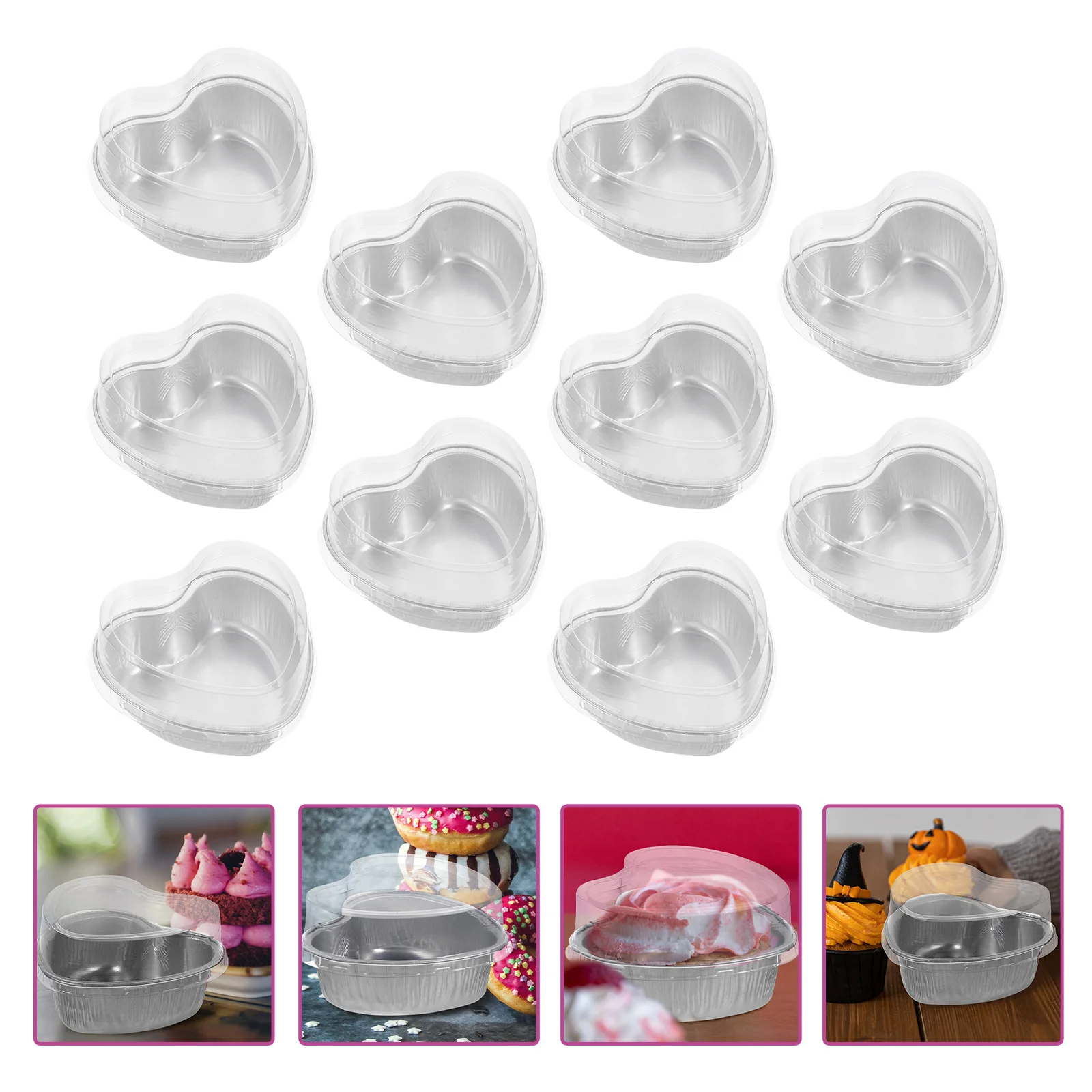 

Heart Shaped Cake Pans Aluminum Foil Box Combination Baking with Lid