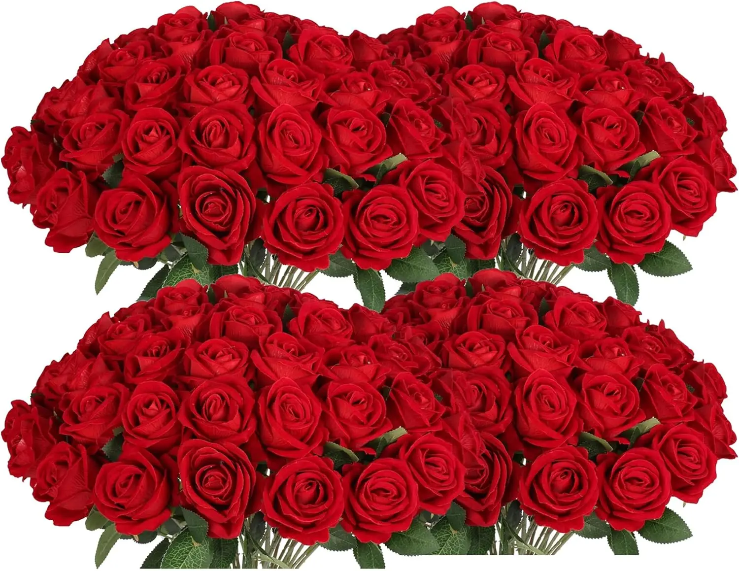

100 PCS Realistic Red Silk Roses with Stems for Wedding Decor, Anniversary Bouquet, DIY Floral Arrangement, Romantic Home Gifts
