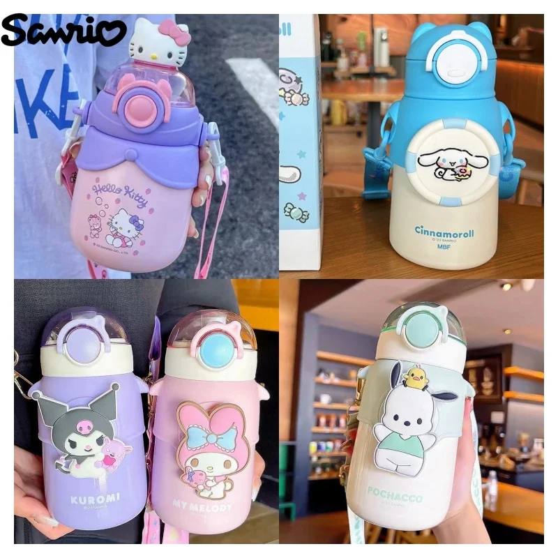 

Sanrios аниме Kawaii Hellokittys Kuromi Cinnamoroll My Melody почтовая детская изоляционная соломенная чашка мультяшная портативная чашка для воды