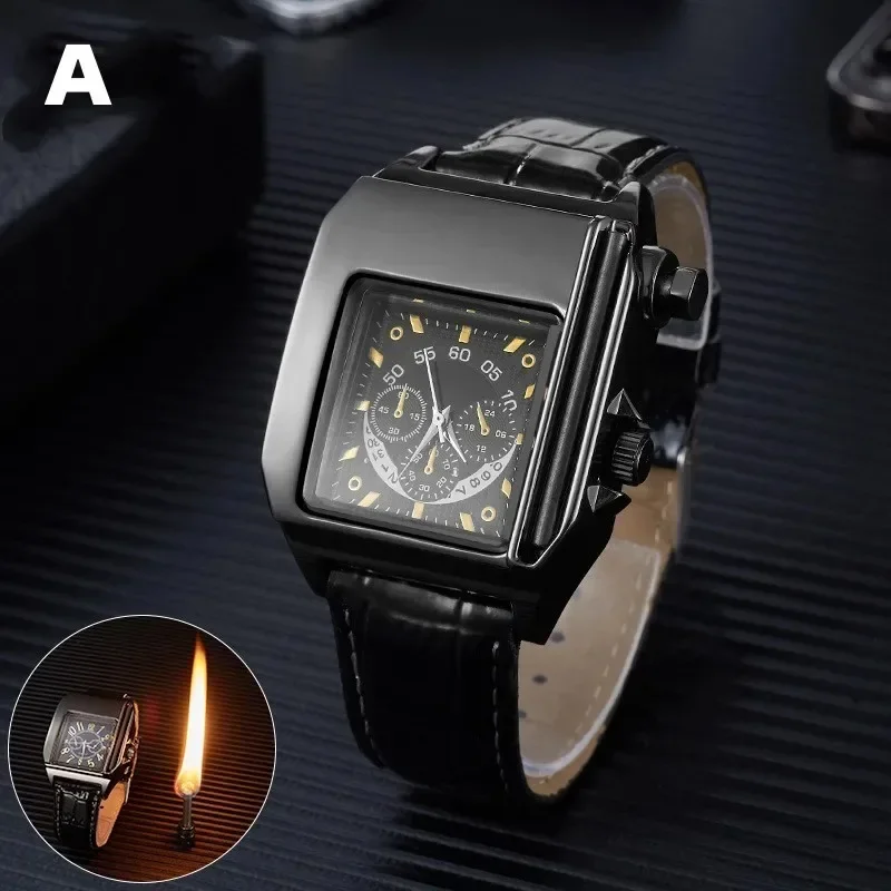 Creative Electronic Watch Kerosene Match Lighter Fashionable And Minimalist Essential For Successful Men\'s Watch Shapes