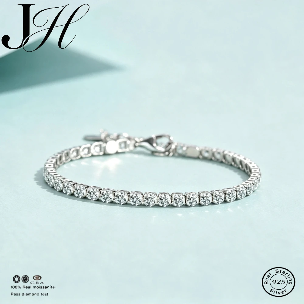 JH 925 Sterling Silver Moissanite Tennis Bracelet Engagement Gift For Women Men D VVS1 Fine Jewelry With GRA Certificate