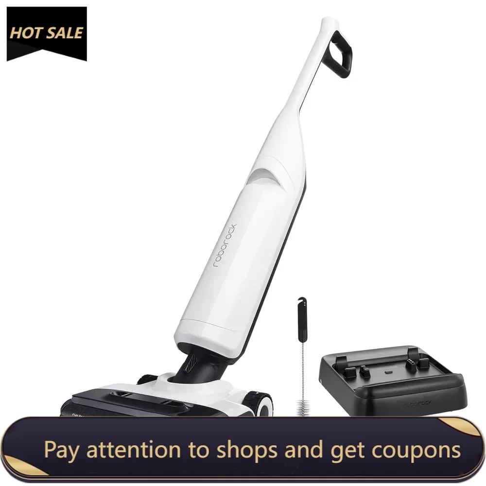 Wet Dry Vacuum Cleaner, Cordless Vacuum Mop with Hot Water Self-Cleaning and Hot Air Drying System, Edge-to-Edge Floor Cleaner