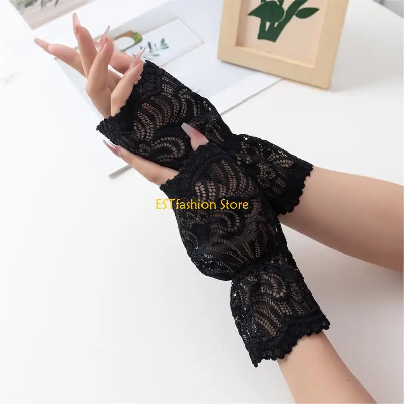 Y5GC Comfortable Knitted Lace Detachable Sleeves Cuff Gloves Arm Covers Hand Accessory For Women Everyday Wear Formal Party