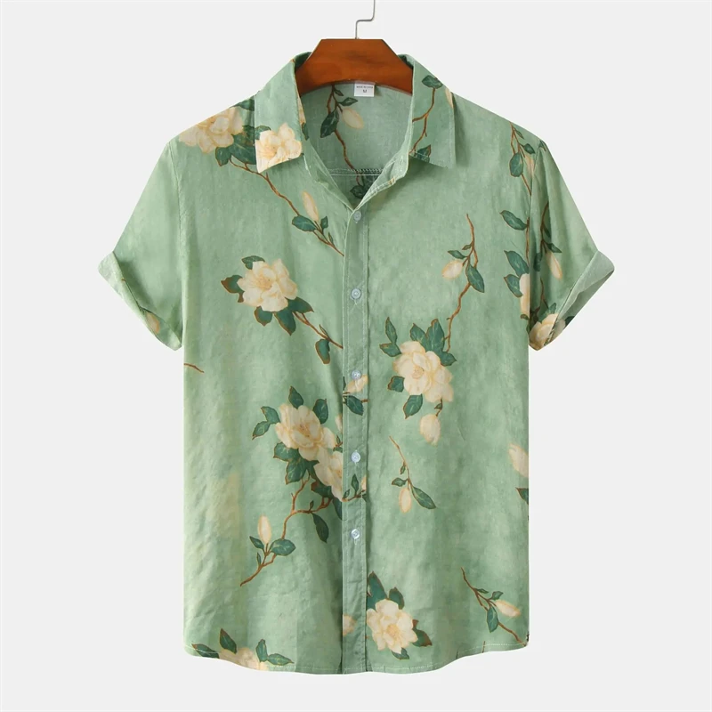 

Men's Designer Hawaii Shirts Short Sleeve Lapel Tops New Fashion Flower 3d Print Street Hip Hop Casual Vintage Clothing Male 4XL