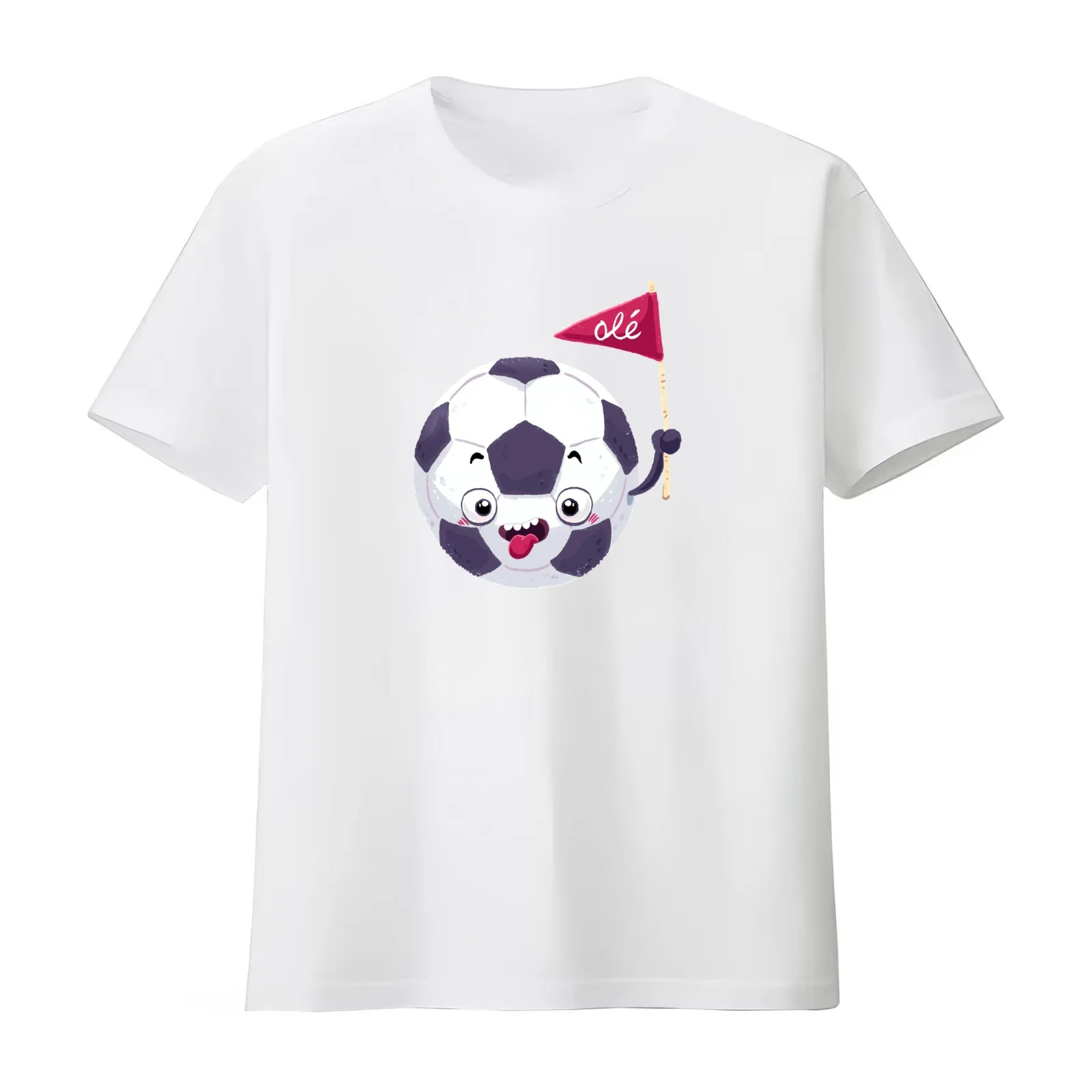 Football Face T-Shirt Summer Casual Cotton Tee Oversized Streetwear Tops Vintage Graphic Print Loose Fit Short Sleeve