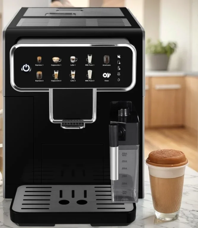 Máquina De Cafeteira Elétrica, Carcaça De Alumínio, Tela De Toque, Exibição, Controle Digital, Espresso Inteligente