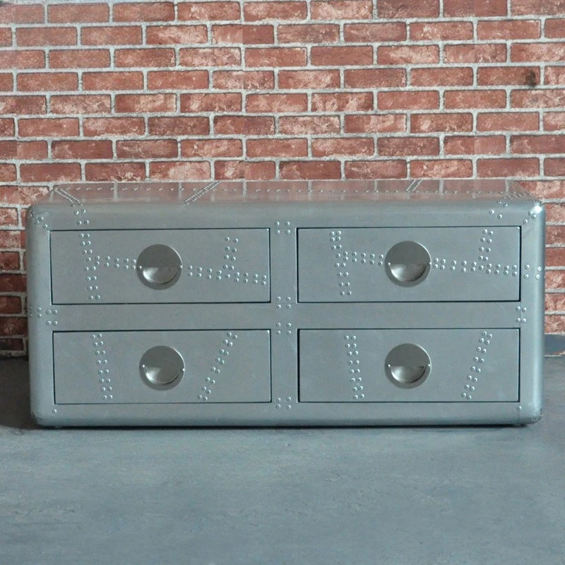 

Loft industrial style personalized four-chest cabinet aluminum leather rivets retro old decorative storage cabinet clothing