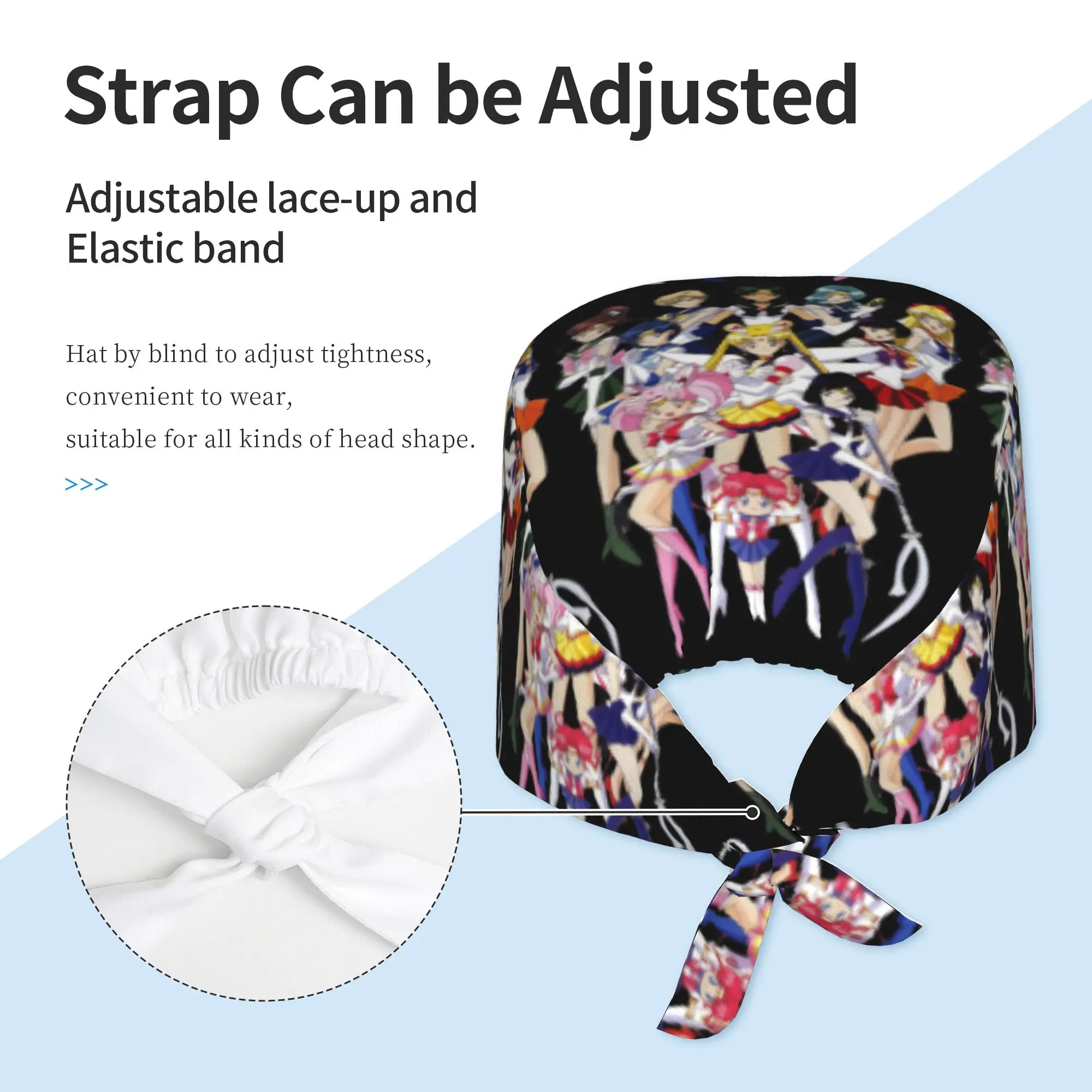 Custom Sailors Anime Moons Cleaning Working Cap Cool Unisex Bishoujo Scrub Cap Surgicals Hat Nurse Scrubs Hat Nurse - view 6