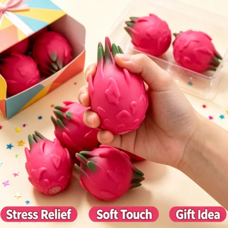 Squeeze Ball Stress Relief Dragon Fruit Squishy Slow Rising Pitaya Fidget Sensory Toy Soft Decompression Vent Office Gift Adult