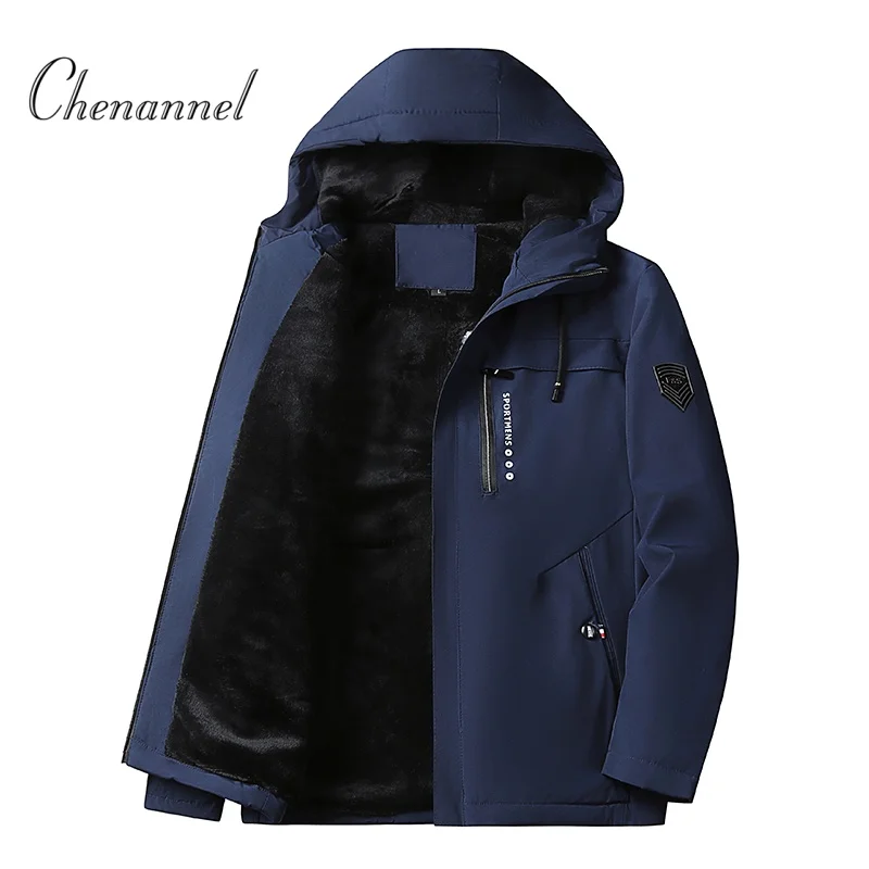 

New Autumn Winter Men Outdoor Windbreak Brand Hooded Jacket Men Windbreak Fleece Warm Casual Fashion Jacket Coat Ma