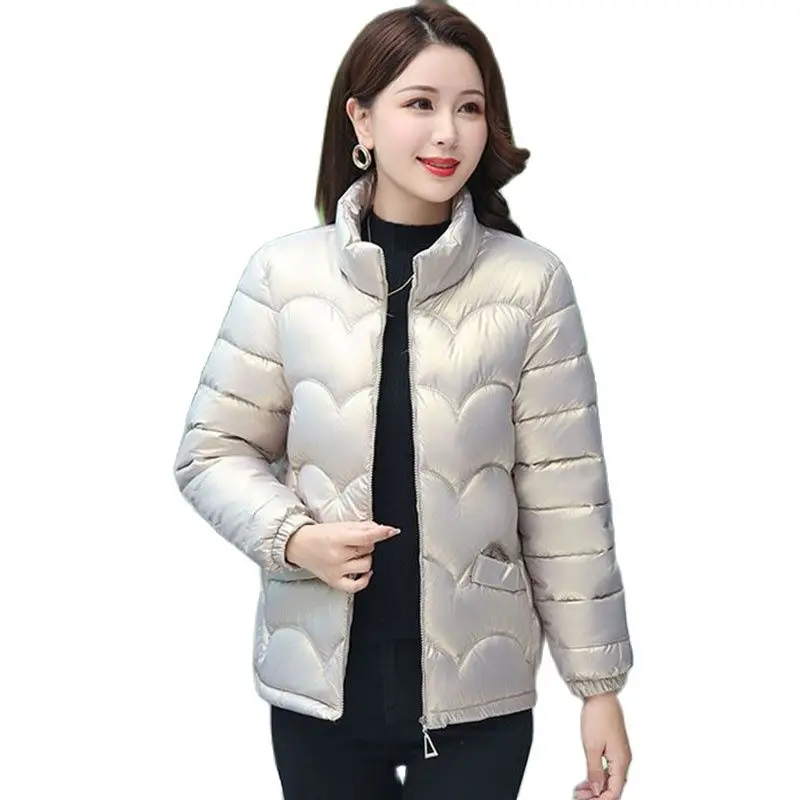 Fashion Down Stand Collar Padded Women's Winter New Bright Color Korean Version Loose Casual Pocket Padded