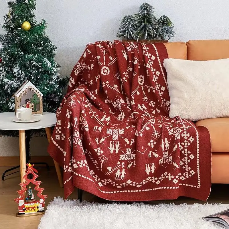 

Sofa Blanket Christmas Style Blanket Office Nap Shawl Air Conditioning Cover Blanket Homestay Decoration Bed Setup Bed End Towel
