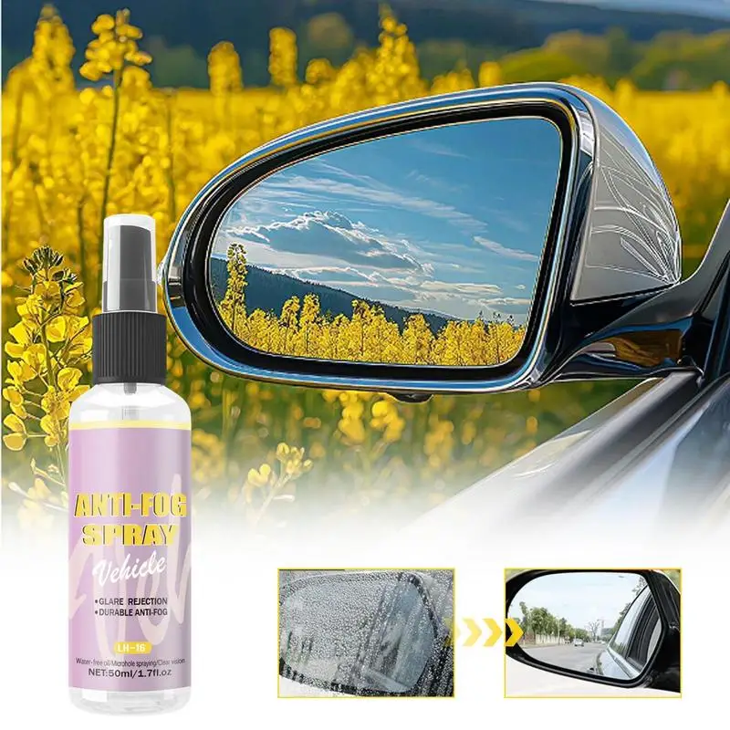 Windshield Anti Fog Multi-Use Glass Cleaner Spray For Vehicles 50ml Car Glass Rainproof Anti-fog Spray Long-lasting Car Cleaning