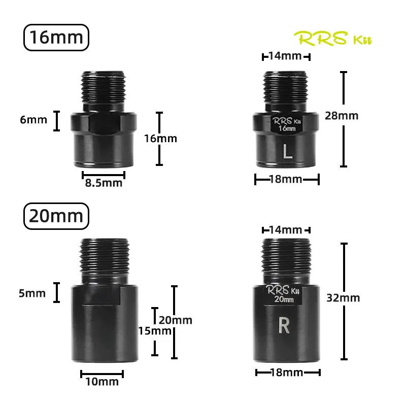 Rrskit Pedal Extender Eixo 16mm/20mm Bicicleta Espaçadores de Parafusos Extensão Aço Adequado Para Estrada Ou Montanha