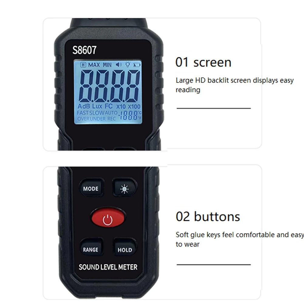 Digital Sound Level Noise Meter Measurement 30-130DB DB Decibel Detector Audio Tester Metro Diagnostic Tool