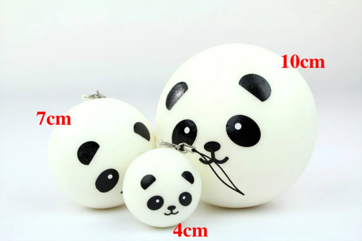 4CM 7CM 10CM 1pc Panda Squishy Kawaii Buns Bread Charms for Key Bag Cell Phone Straps Hot APE