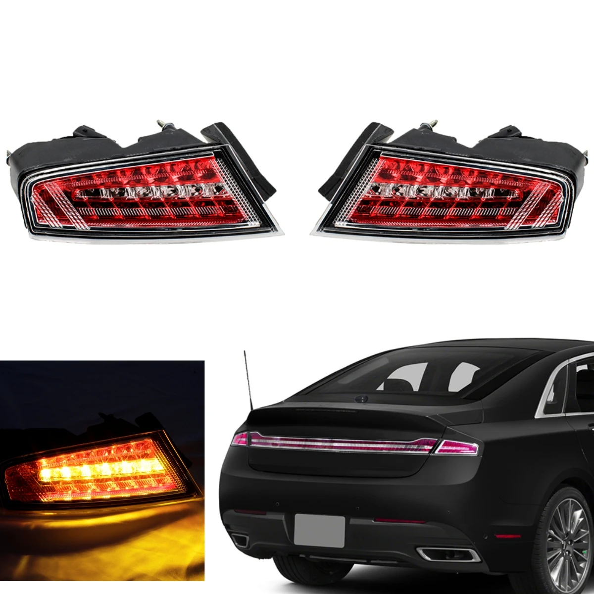 For Lincoln MKZ 2013 2014 2015 2016 2017 2018 2019 2020 Pair Rear Outside LED Tail Lamp Light DP533405AK DP5313404AL