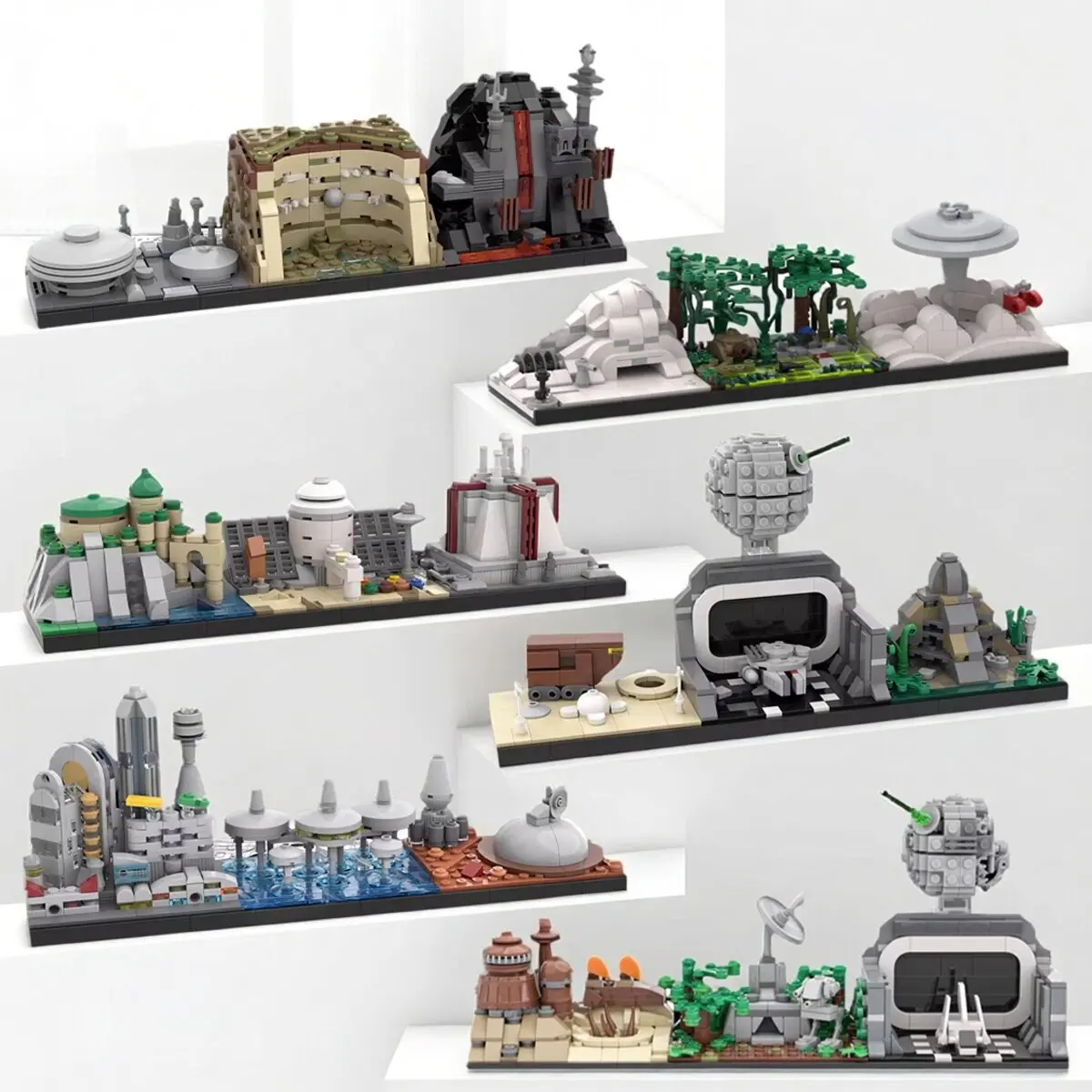 

Конструктор MOC: Классическая научно-фантастическая космическая сцена, набор строительных блоков, модель архитектурной базы, коллекционная игрушка для взрослых, подарок на день рождения